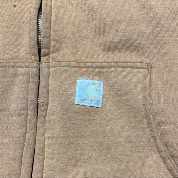 Vintage Carhartt Full Zip Hoodie Fleece Lined Workwear Jacket USA - Picture 2 of 8